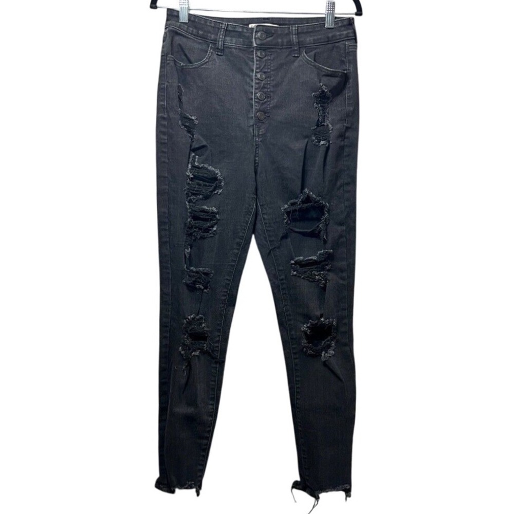 SO Super High Rise Curvy‎ Jegging Distressed Black Wash Jeans Size 13/31W